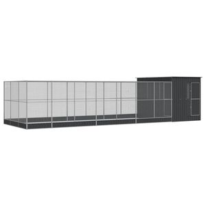 vidaXL Voli&eacute;ra s nadstavcom strieborn&aacute; 911x303x216 cm oceľ