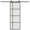 vidaXL Posuvn&eacute; dvere s kovan&iacute;m čierne 76x205 cm ESG sklo