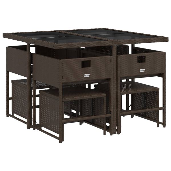 vidaXL 9-dielna z&aacute;hradn&aacute; jed&aacute;lensk&aacute; s&uacute;prava s vank&uacute;&scaron;mi hned&aacute; polyratan