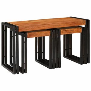 vidaXL Hniezdiaci st&ocirc;l 3 ks Hned&aacute; a čierna 82 x 40 x 45 cm