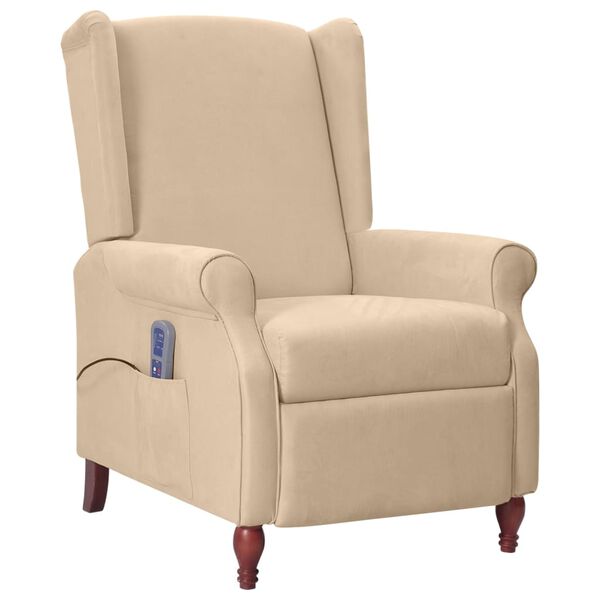 vidaXL Sklápacie masážne kreslo, sivohnedé, mikrovlákno