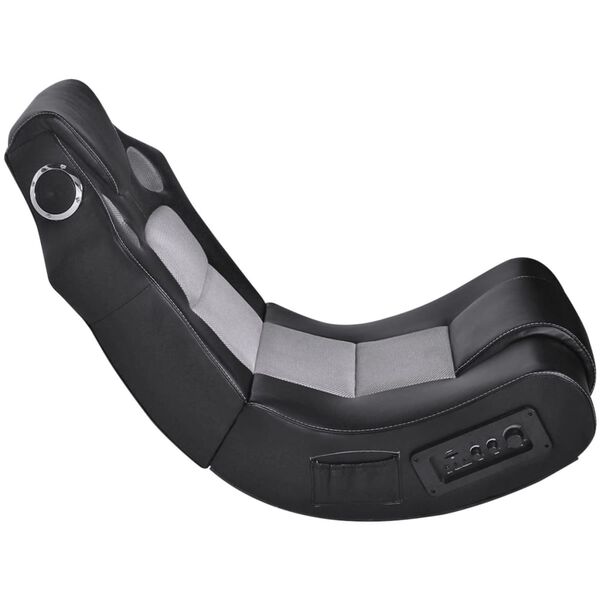 vidaXL Hojdacie kreslo s reproduktormi, čierno siv&eacute;, umel&aacute; koža