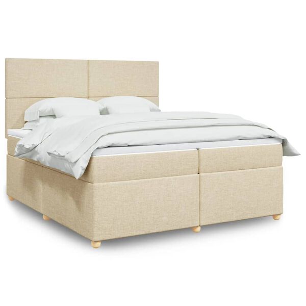vidaXL Boxspring posteľ s matracom kr&eacute;mov&aacute; 200x200 cm l&aacute;tka