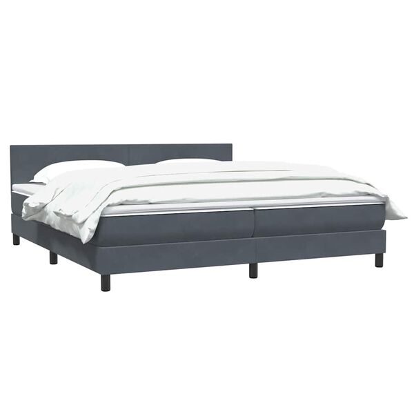 vidaXL Posteľn&yacute; r&aacute;m boxspring s matracom tmavosiv&yacute; 180x210 cm zamat