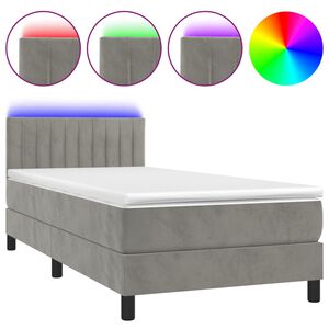 vidaXL Posteľ boxsping s matracom a LED bledosiv&aacute; 80x200 cm zamat
