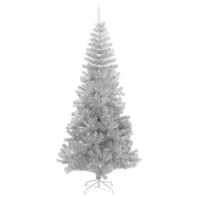 vidaXL Umelý vianočný stromček so stojanom, strieborný 210 cm, PET