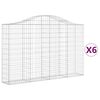 vidaXL Obl&uacute;kov&eacute; gabionov&eacute; ko&scaron;e 6 ks 200x30x120/140 cm pozink. železo
