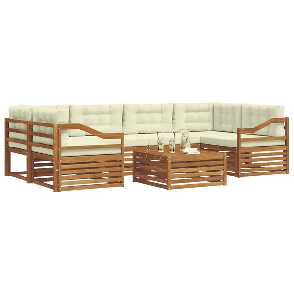 vidaXL Z&aacute;hradn&aacute; s&uacute;prava gaučov s vank&uacute;&scaron;om 7 pcs Pr&iacute;rodn&aacute; a kr&eacute;mov&aacute;