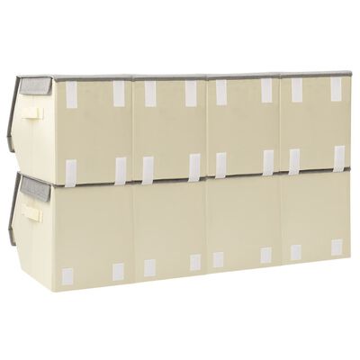 vidaXL Súprava úložných boxov s poklopmi 8 ks látková sivo-krémová