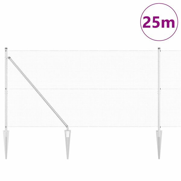 vidaXL Stĺp na plot. Strieborn&aacute; 25 x 1,4 m (16 x 16 mm sieťovina) Oceľ