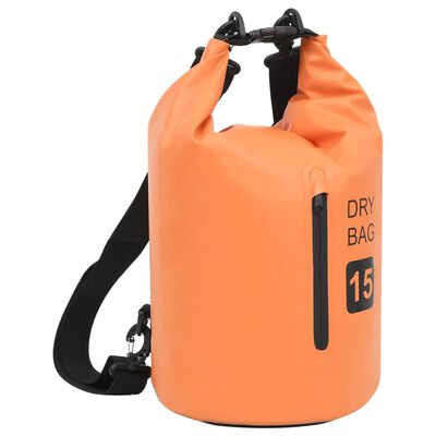 vidaXL Suchá taška so zipsom oranžová 15 l PVC