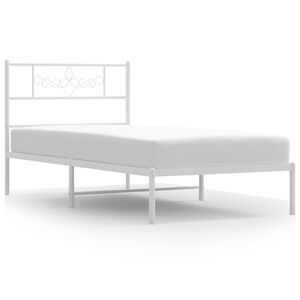 vidaXL Kovov&yacute; r&aacute;m postele bez matraca s čelom biely 75x190cm