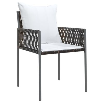 vidaXL Záhradné stoličky s vankúšmi 4 ks hnedé 54x61x83 cm polyratan