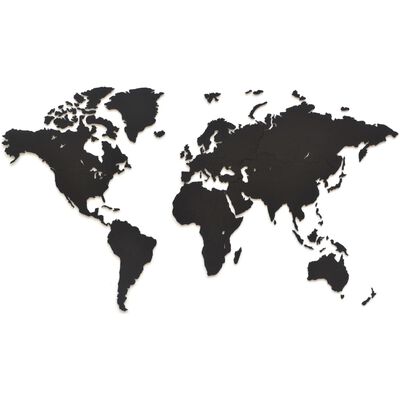 MiMi Innovations Drevená nástenná mapa sveta Luxury, čierna 90x54 cm