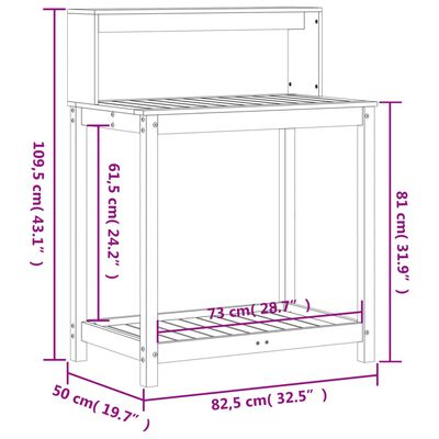vidaXL Stôl na presádzanie s policami 82,5x50x109,5 cm masívny douglas