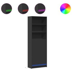 vidaXL Vysok&aacute; skrinka s LED čierna 69x32,5x200 cm kompozitn&eacute; drevo