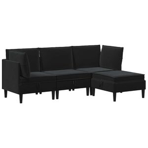 vidaXL S&uacute;prava n&aacute;bytku do ob&yacute;vačky 4 ks Čierna Zamat