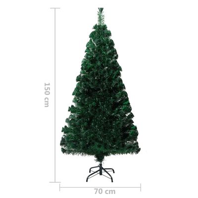 vidaXL Umelý vianočný stromček+stojan, zelený 150 cm, optické vlákno