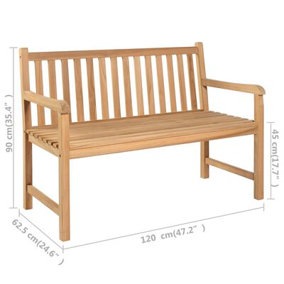 vidaXL Záhradná lavička, béžová podložka 120 cm, tíkový masív