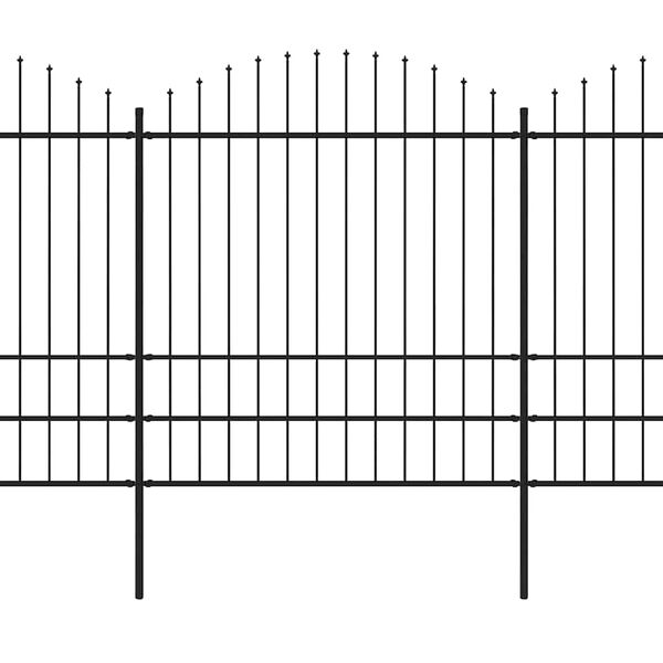 vidaXL Z&aacute;hradn&yacute; plot s vrchnou časťou z ocele 537x200 cm čierny
