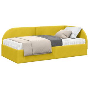 vidaXL Rohov&yacute; r&aacute;m postele s matracom 2 ks Žlt&aacute; 80 x 200 cm Zamat