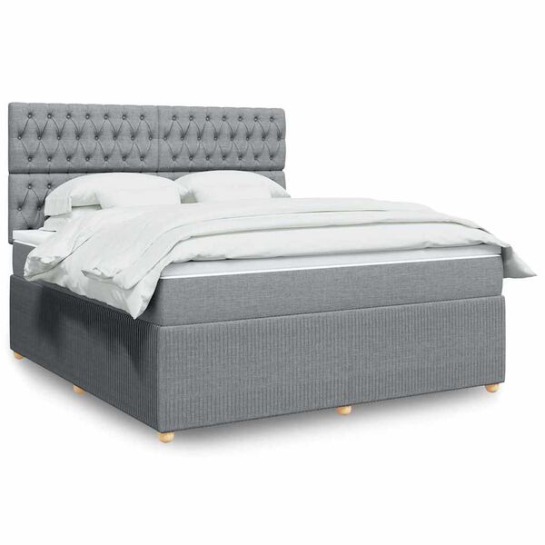 vidaXL Boxspring posteľ s matracom bledosiv&aacute; 180x200 cm l&aacute;tka
