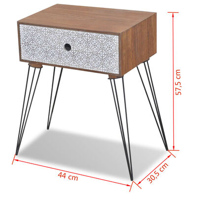 vidaXL Nočný stolík s 1 zásuvkou, obdĺžnikový, hnedý