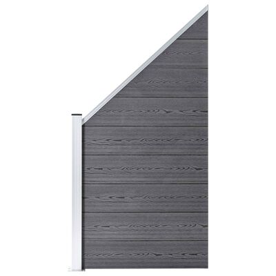 vidaXL WPC plot, 8 štvorcových + 1 zošikmený diel 1484x186 cm, sivý