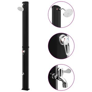 vidaXL Vonkajšia solárna sprcha, sprchová hlavica+kohútik 35 l, čierna