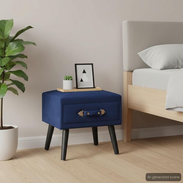 vidaXL Nočn&yacute; stol&iacute;k modr&yacute; 40x35x40 cm zamatov&yacute;