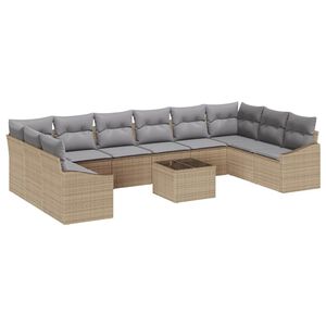 vidaXL S&uacute;prava z&aacute;hradn&yacute;ch pohoviek Beige a svetlo &scaron;ed&aacute; polyratan