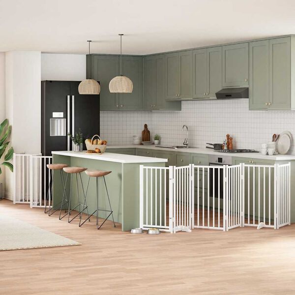 vidaXL Br&aacute;na pre psa s dverami sklad. 12pan.biela 600cm topoľov&eacute; drevo