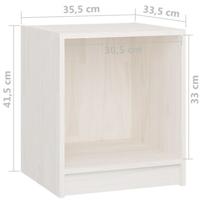 vidaXL Nočný stolík biely 35,5x33,5x41,5 cm borovicový masív