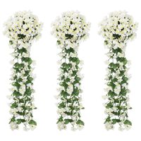 vidaXL Umelé kvetinové girlandy 3 ks biele 85 cm