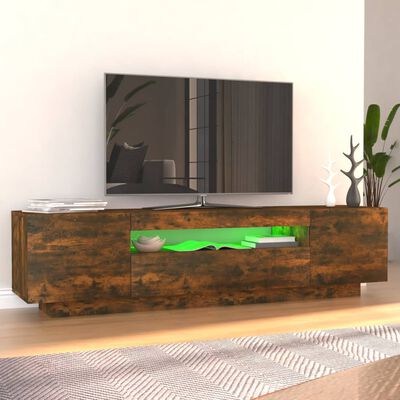 vidaXL TV skrinka s LED svetlami dymový dub 160x35x40 cm