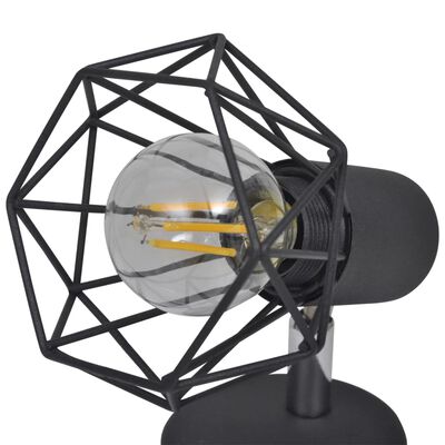 2 čierne svietidlá - LED žiarovky, drôtené tienidlo, industriálny štýl