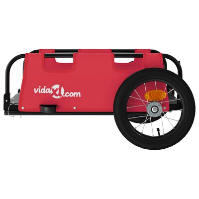 vidaXL Príves na bicykel, červený, oxfordská látka, železo