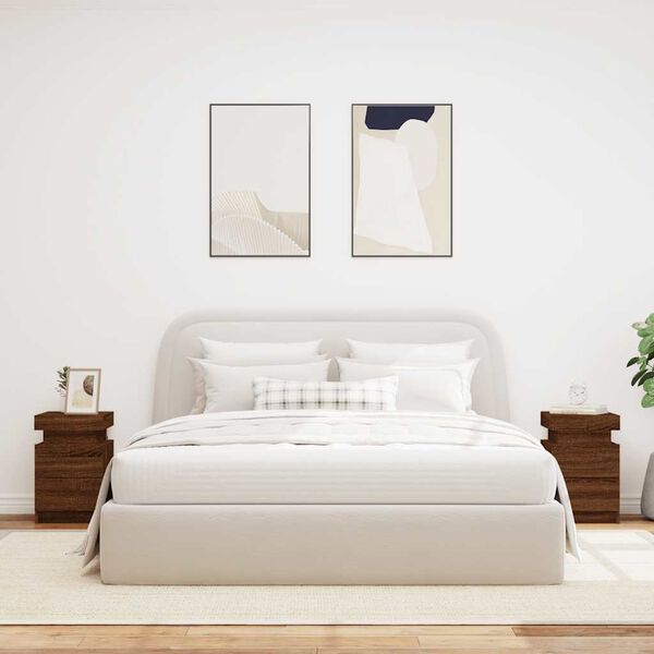 vidaXL Nočn&eacute; stol&iacute;ky s LED svetlami 2 ks hned&yacute; dub 35x39x55 cm