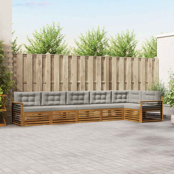 vidaXL Z&aacute;hradn&aacute; s&uacute;prava gaučov s vank&uacute;&scaron;om 6 pcs Pr&iacute;rodn&aacute; a svetlosiv&aacute;