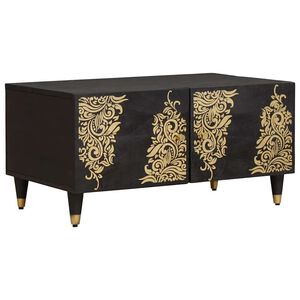 vidaXL Konferenčný stolík Čierna 80 x 50 x 40 cm Masívne mango drevo