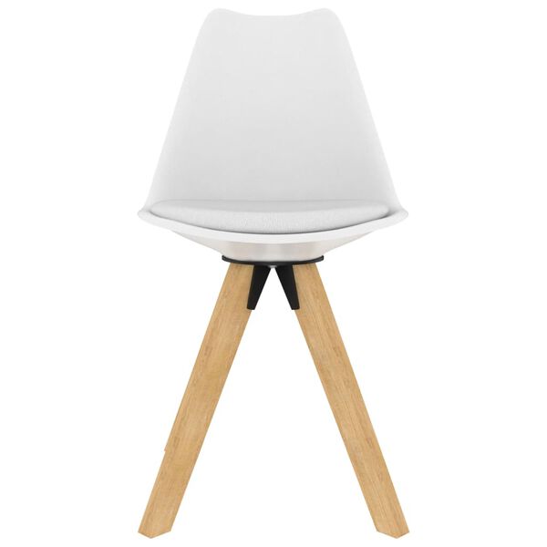 vidaXL Jedálenské stoličky 4 ks biele PP a masívne bukové drevo