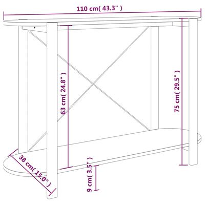 vidaXL Konzolový stolík biely 110x38x75 cm spracované drevo