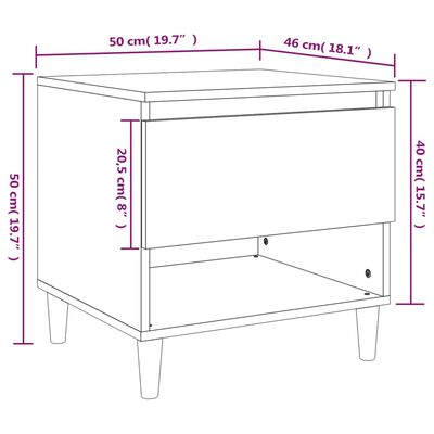 vidaXL Nočný stolík betónový sivý 50x46x50 cm spracované drevo