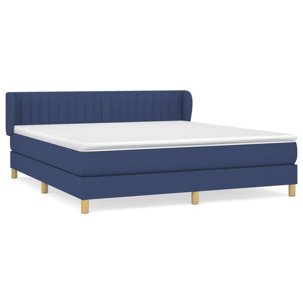 vidaXL Posteľn&yacute; r&aacute;m boxspring s matracom modr&yacute; 180x200 cm l&aacute;tka
