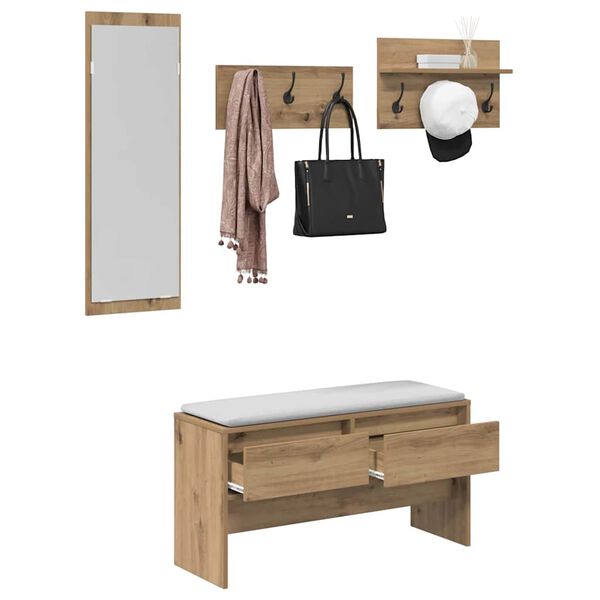 vidaXL Zostava nábytku do predsiene 4 pcs Čierny dub Kompozitné drevo