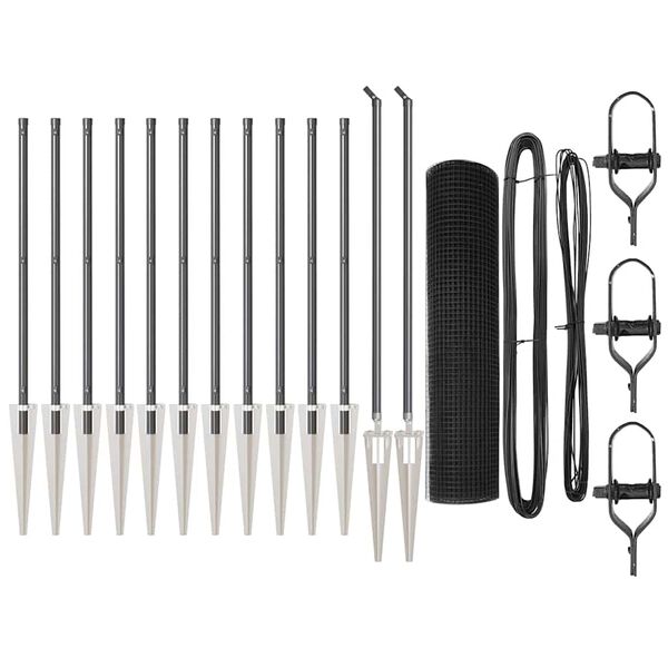 vidaXL Plot s stĺpmi Siv&aacute; 0.4 x 25 m Oceľ