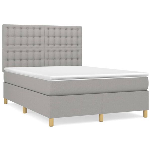 vidaXL Boxspring posteľ s matracom bledosivý 140x190 cm látka