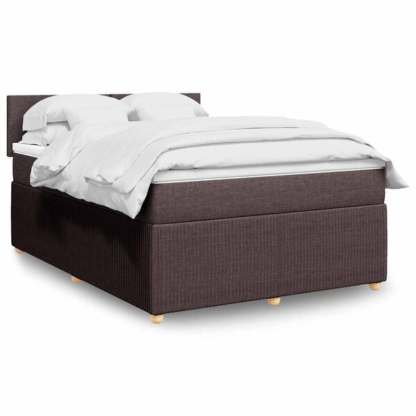 vidaXL Boxspring posteľ s matracom tmavohned&aacute; 140x190 cm l&aacute;tka