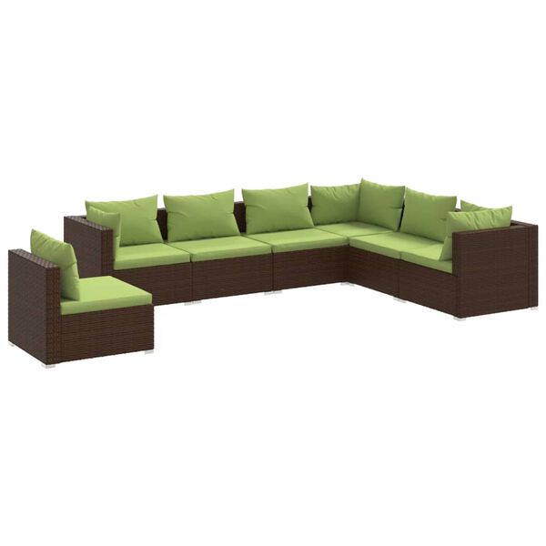 vidaXL 7-dielna z&aacute;hradn&aacute; sedacia s&uacute;prava s vank&uacute;&scaron;mi polyratan hned&aacute;