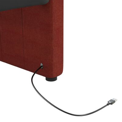 vidaXL Pohovka s USB vínovo-červená látková 90x200 cm